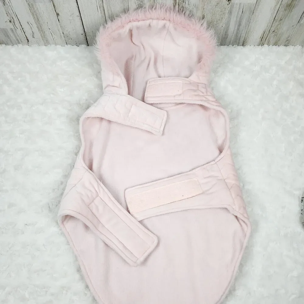 Top Paw Pink Fur Velcro Dog Coat Size Large